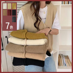 馥迦V领叠穿针织马甲