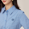 【09/03新品】熙世界【MIU系】蓝色格纹衬衫女收腰显瘦长袖衬衣上衣2025秋新款 商品缩略图2