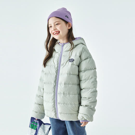 预售1.2发 棵初2025年冬季新款中大女童轻薄连帽羽绒服三防面料亲子款上衣 商品图3