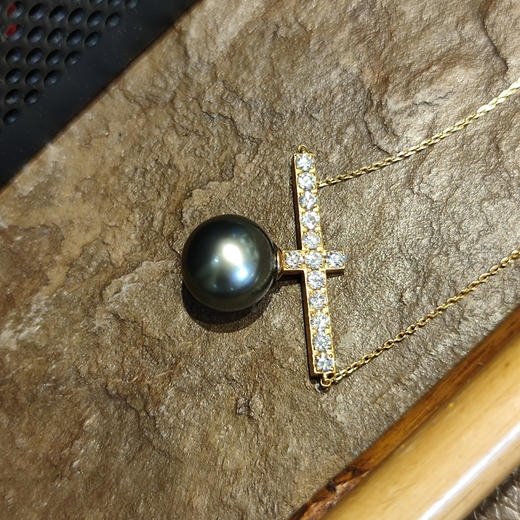 孔雀绿海水珍珠项链 10mm 商品图2