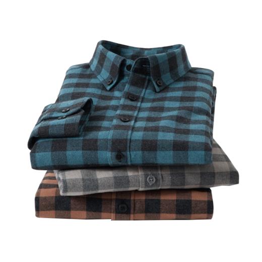 【全棉】罗蒙秋冬格子长袖衬衫男士纯棉厚款舒适亲肤百搭休闲男士长袖衬衣 商品图12