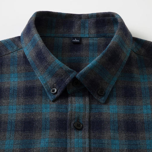 【全棉】罗蒙秋冬格子长袖衬衫男士厚款舒适柔软百搭简约通勤长袖保暖衬衣 商品图4