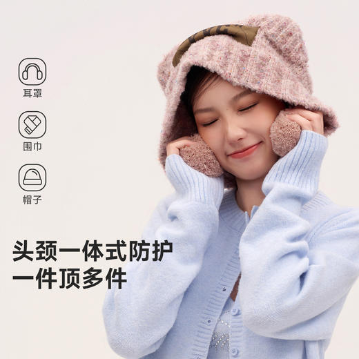 【成毅同款】VVC帽子女秋冬可爱小熊耳朵针织帽保暖显脸小毛线帽冬季防寒头套 商品图2