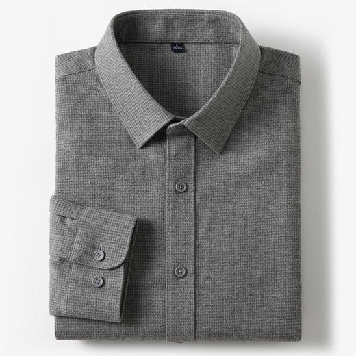 【含绵羊毛】罗蒙秋冬长袖衬衫男士职业通勤厚款舒适商务风长袖衬衣 商品图11