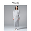 VIMAGE纬漫纪肌理感灰色宽松卫衣棉混纺撞色休闲2025秋季新款小上衣V2413103 商品缩略图0