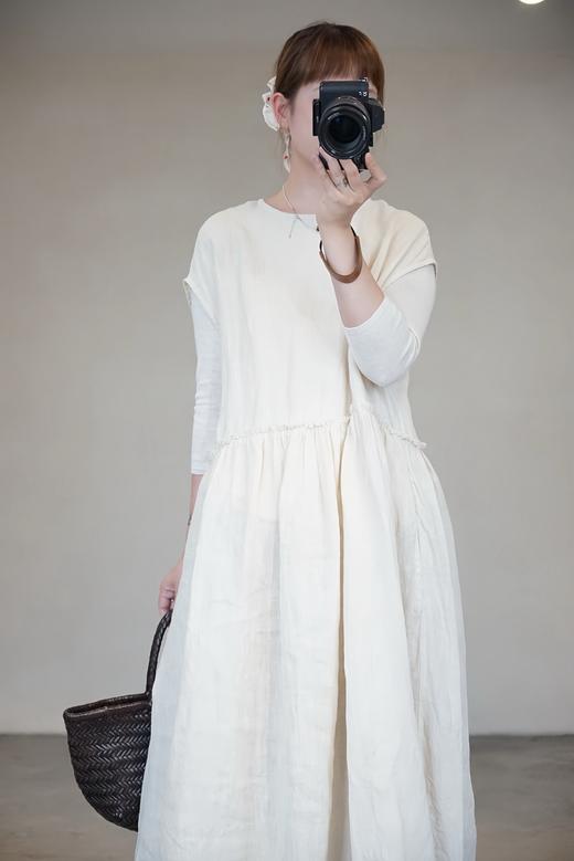 Gauze 松弛感落肩袖连衣裙(后背有绑绳) 商品图6