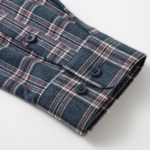 【含绵羊毛】罗蒙秋冬长袖格纹衬衫男士翻领时尚百搭通勤磨毛保暖舒适男士长袖衬衣 商品图5