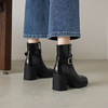 阿么手工女鞋小个子增高短靴7.5CM防水台新款真皮复古时装靴高跟 商品缩略图3
