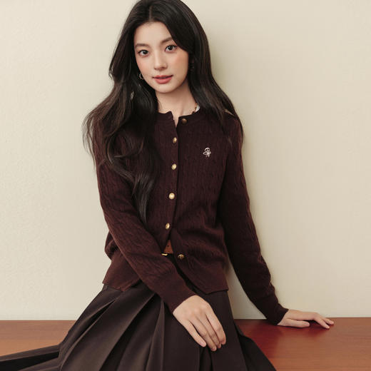【严选】【孟子义同款】诗凡黎春秋刺绣绞花针织开衫7G8332821 商品图2