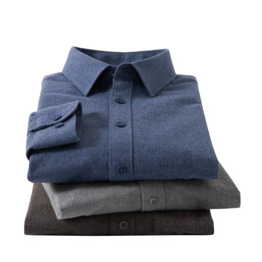 【含羊毛】罗蒙秋冬长袖衬衫男士厚款柔软舒适轻商务风百搭上班通勤长袖衬衣 商品图11