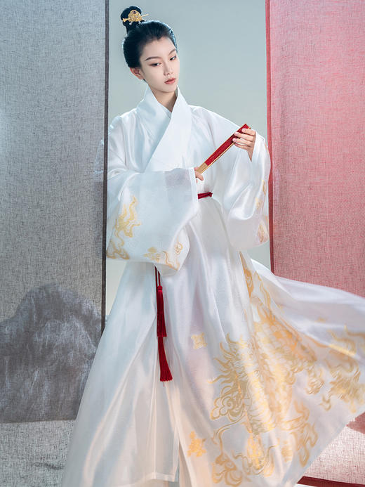 【谷雨】明制汉服男女正品原创直领道袍中国风琵琶袖秋冬 商品图2