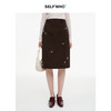 SELFWHO经典H型钉珠珠片肌理感PU半身裙女2025秋季新款开衩直筒裙 商品缩略图0