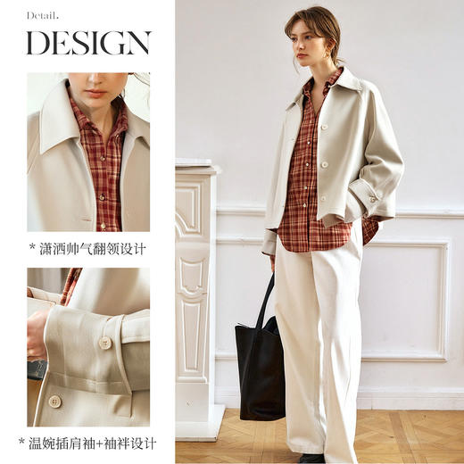 OLrain欧芮儿通勤百搭宽松短款外套女秋季2025新款宽松英伦风上衣 商品图1