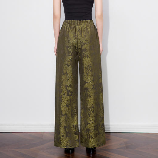 「高货wl」全新升级【铂金会员266/天猫359/差价93】(54144)洛诗琳新中式人丝提花直筒裤2025秋季国风显瘦阔腿休闲裤 商品图2