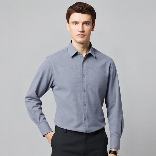 【含绵羊毛】罗蒙秋冬长袖衬衫男士双面磨毛厚款休闲百搭商务通勤长袖衬衣 商品图3