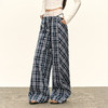 Ariseism 美式复古格子休闲裤蕾丝短裤女秋季新款长裤子 商品缩略图1