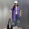 NC翻领满字母印花双口袋短袖衬衫50522（紫）夏季252160040321 商品缩略图0