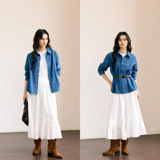 HeyDress复古水洗基础牛仔衬衫 商品图1