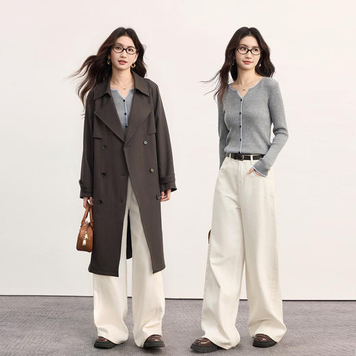 【09/03新品】熙世界桑蚕丝羊毛针织衫女士长袖2025秋季新款撞色边坑条软糯上衣 商品图2