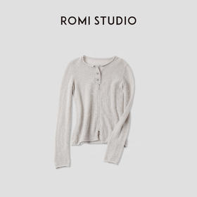 ROMI STUDIO“慵懒手作”羊驼绒羊毛自然卷边亨利领毛织 RWCASJ4996