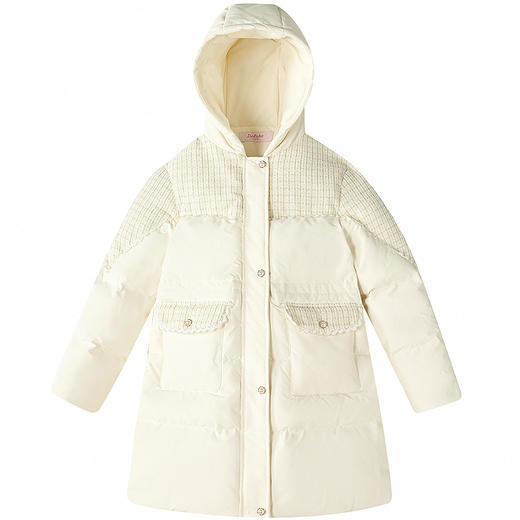 笛莎Deesha 童装女童羽绒服2025冬新款女童小香风中长款连帽羽绒服 商品图4