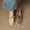 【预售5天】5cm复古磨砂真皮草编厚底单鞋女秋季新款圆头渔夫鞋系带乐福鞋MT&MD5291 商品缩略图2