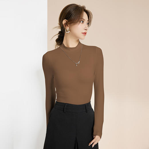 爱帝女士红石榴肌底衣高弹修身显瘦春季打底衫 商品图1