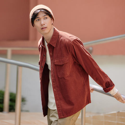 马恩MAXNEW男装2025秋季新款灯芯绒衬衫男士外套宽松长袖衬衣纯棉 商品图2