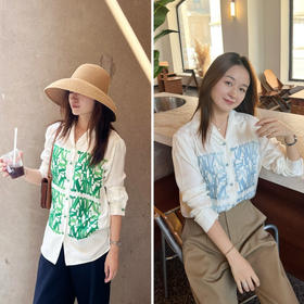 2508502    M字母印花真丝衬衫