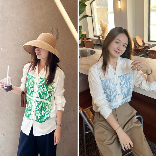 2508502    M字母印花真丝衬衫 商品图0