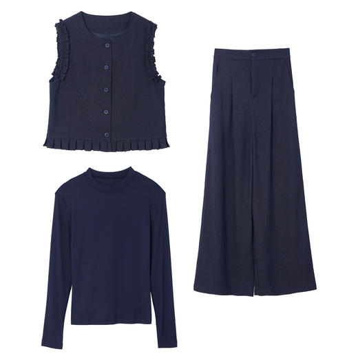 HR HBLJRA1197圆领马甲气质时尚洋气阔腿裤三件套 商品图4