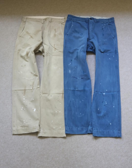 夏末秋起 砖场 哈！男段 RL 斜纹棉 墨点+补丁 小直筒 休闲裤 款二 2色入 商品图0