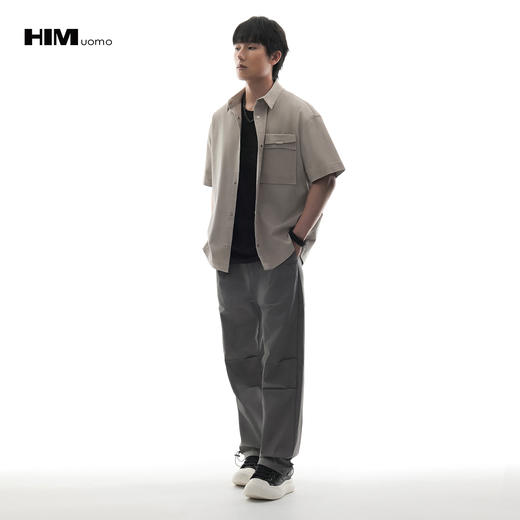 HIM漢崇 层次感袋盖工装口袋宽松潮流百搭短袖休闲衬衫 2026春季 商品图1