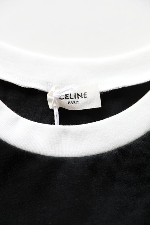 小香风字母tee，面料是全棉的。黑白撞色正肩宽松长袖上衣C082660 商品图14