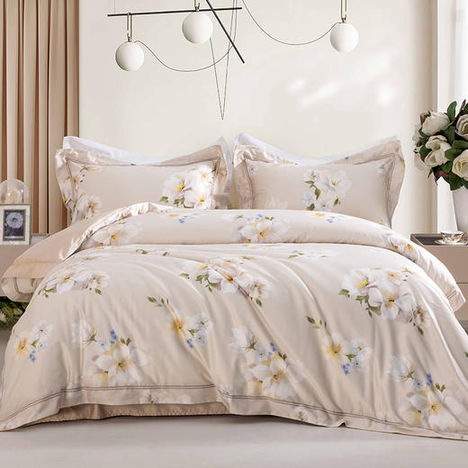 多喜爱 60S全棉缎纹四件套香影罗缎/月映兰亭/姑苏竹春/棕榈诗篇/月晓阑音/素唯hl【新疆长绒棉】【柔软细腻】细腻柔滑 丝般光泽 多款可选 商品图11