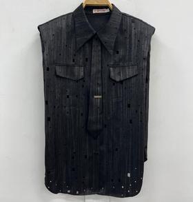 NC双口袋配领带无袖衬衫50624（黑）夏季252180030321