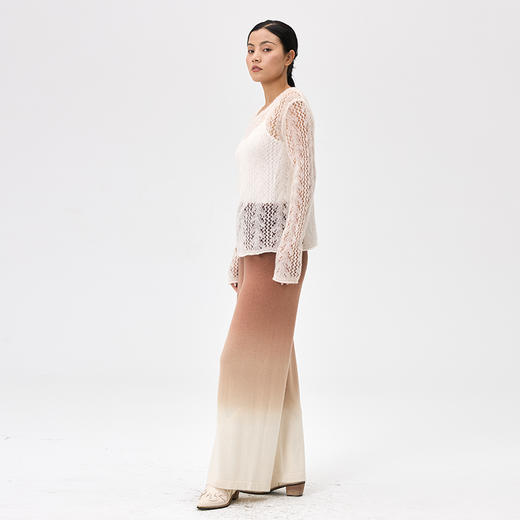 羊绒吊染宽腿裤 白色阔腿裤  SJF97K275N SJF97K275A 商品图5