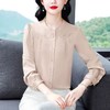 中国风真丝衬衫女妈妈装2025春秋刺绣立领杭州桑蚕丝缎面长袖上衣 商品缩略图3