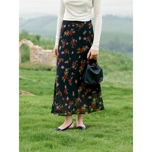 HeyDress斜裁印花修身松紧腰半裙 商品图0