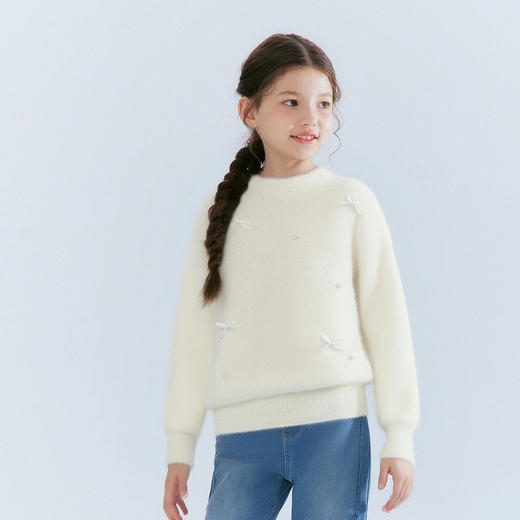 笛莎Deesha 童装女童毛衣2025冬新款女童蝴蝶结装饰毛衣 商品图1