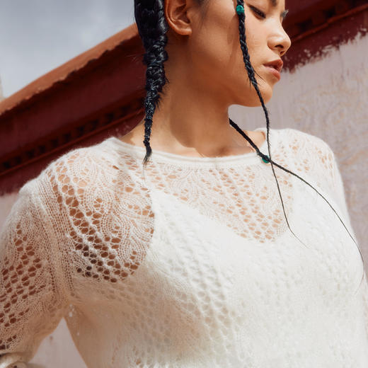 丝绒镂空圆领女套衫  SJF97W371N 商品图5