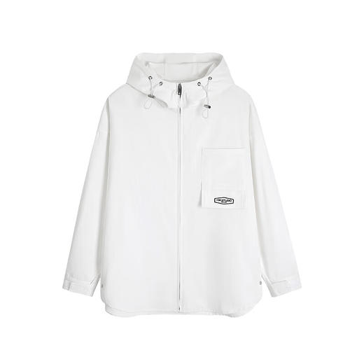 HIM漢崇 潮流字母绣花章连帽夹克简约白色休闲长袖外套 2025秋季 商品图4