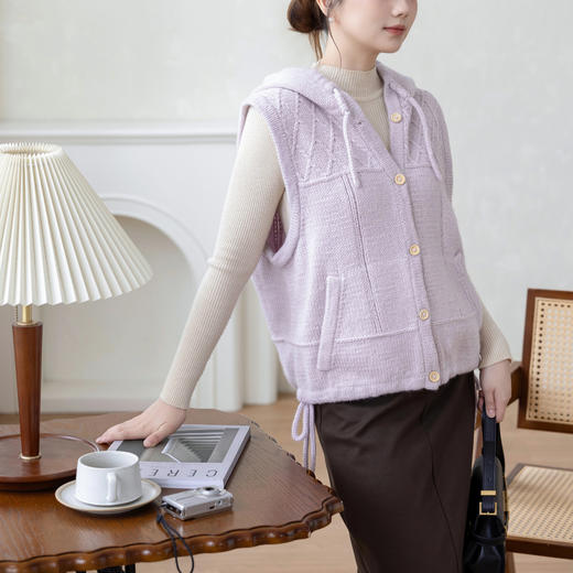 苏苏姐家云野开襟小龟背廓形马甲手工diy羊毛编织棒针毛线材料包 商品图2