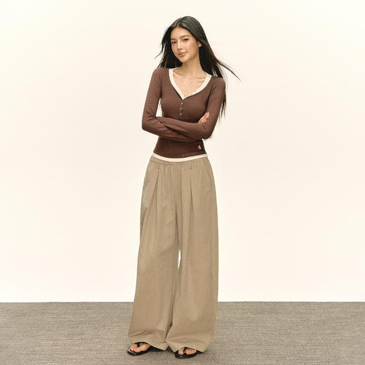 Ariseism 美式复古宽松蕾丝腰头休闲裤女秋季新款长裤子 商品图4