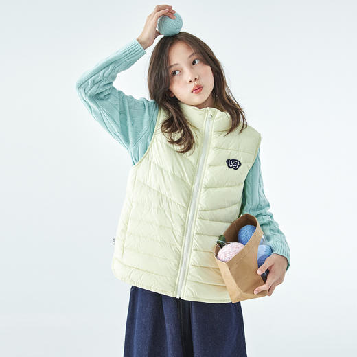 棵初25年秋冬季新款亲子中大女童轻薄羽绒马甲三防面料简约上衣 商品图2