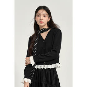 【商场同款】诗凡黎撞色V领拼接针织衫2025春新款外搭女3FC130231