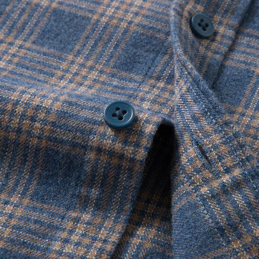 【全棉】罗蒙秋冬格纹长袖衬衫男士厚款亲肤舒适简约时尚男士长袖衬衣 商品图5