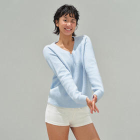 Ariseism 美式复古软糯v领毛衣女秋季新款修身上衣