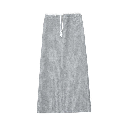 VIMAGE纬漫纪肌理感显瘦休闲针织灰色廓形直筒2025秋季新款半裙V2406106 商品图6