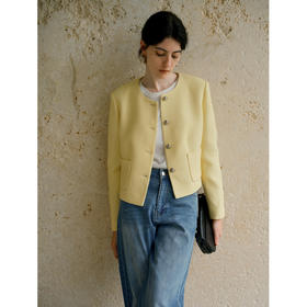 HeyDress圆领粗花呢正肩外套